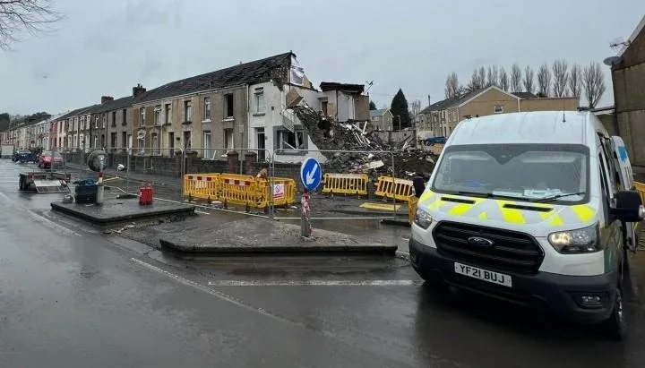 Devastation caused by Swansea explosion. March 2023