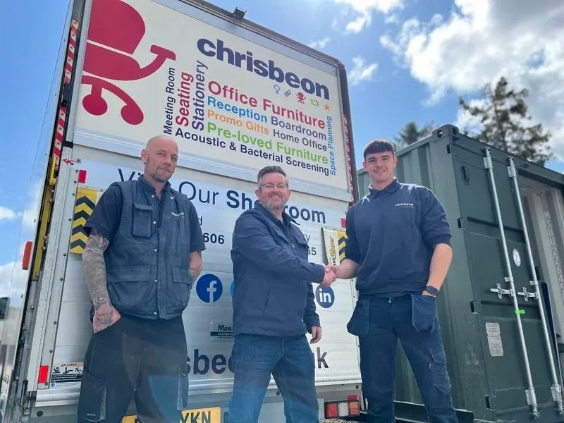   Wayne Flynn from INTune Radio CIC with the team from Chrisbeon Office Supplies  