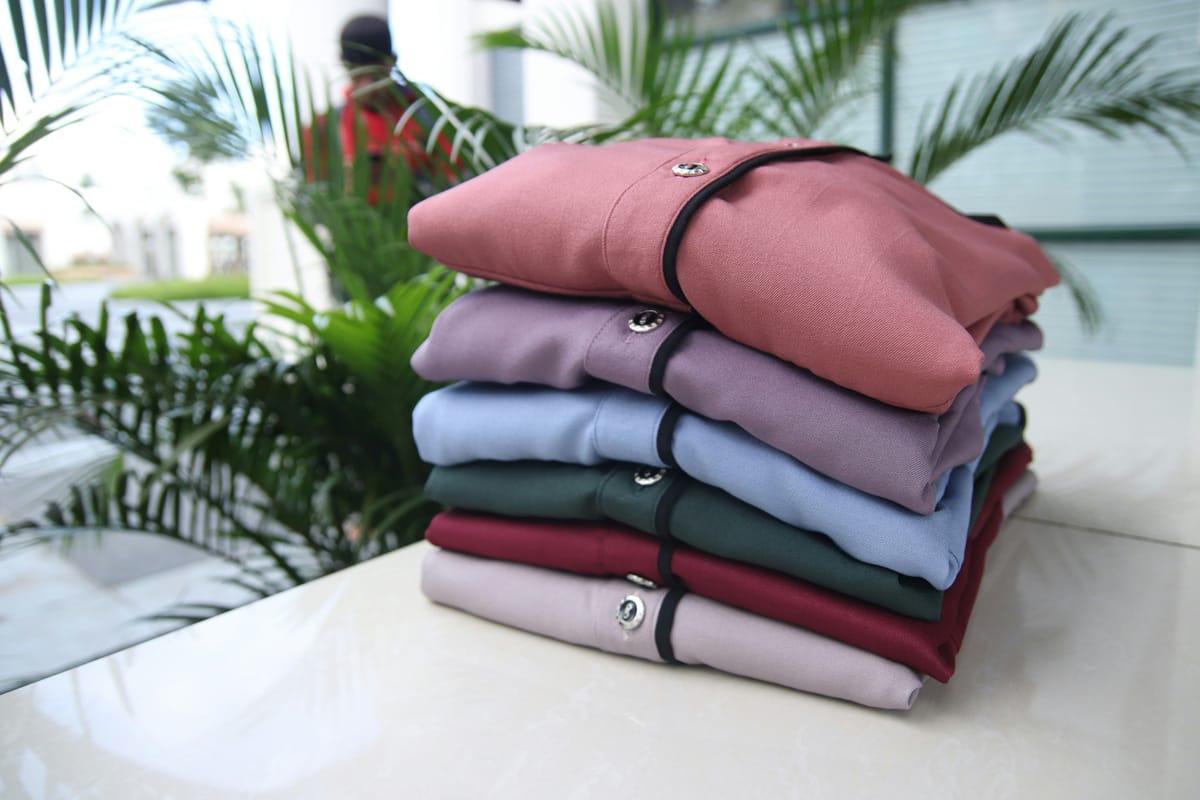 A stack of folded shirts